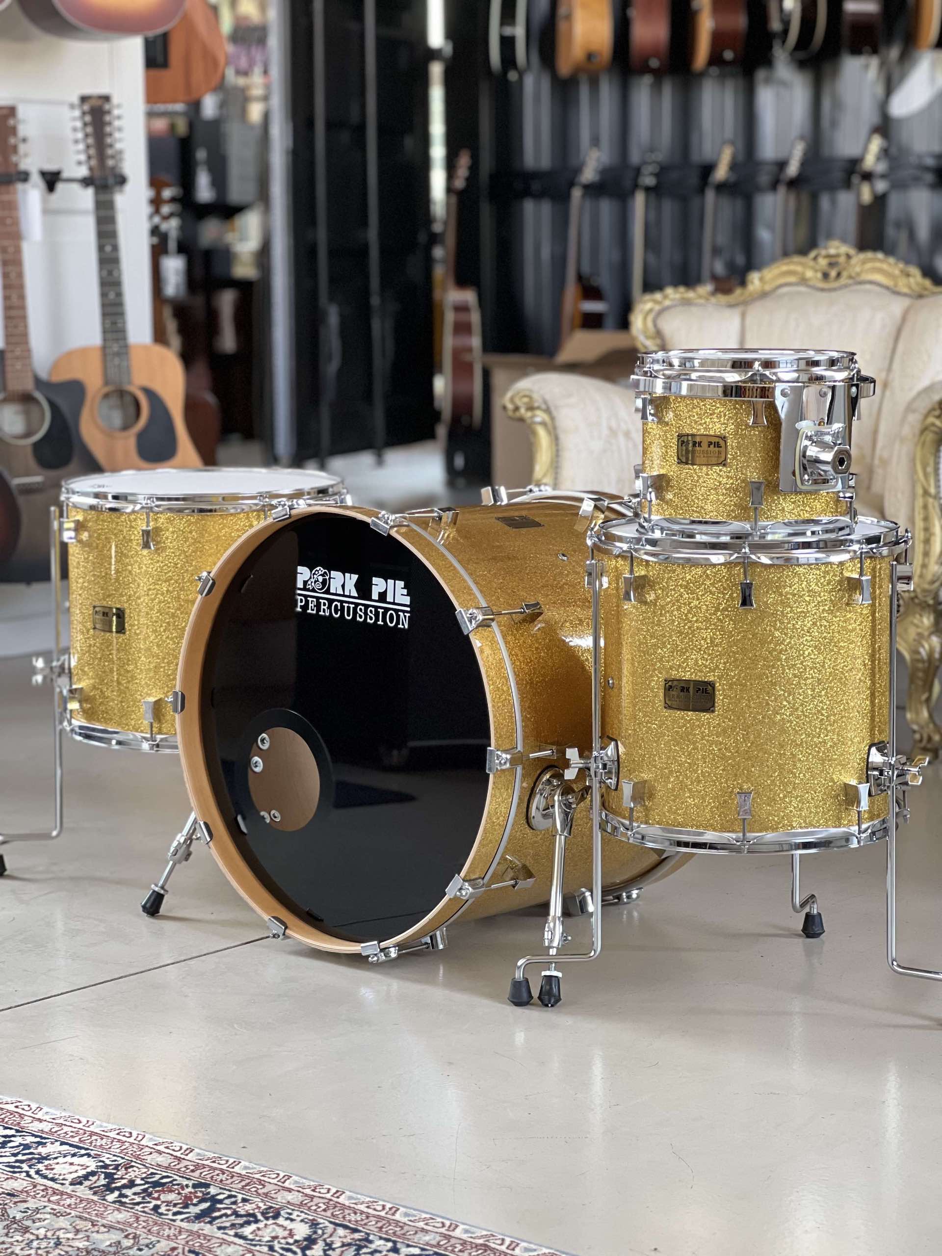 Pork Pie 22 10 14 16 Gold Sparkle Maple Drum Kit - 2010 - Made in USA