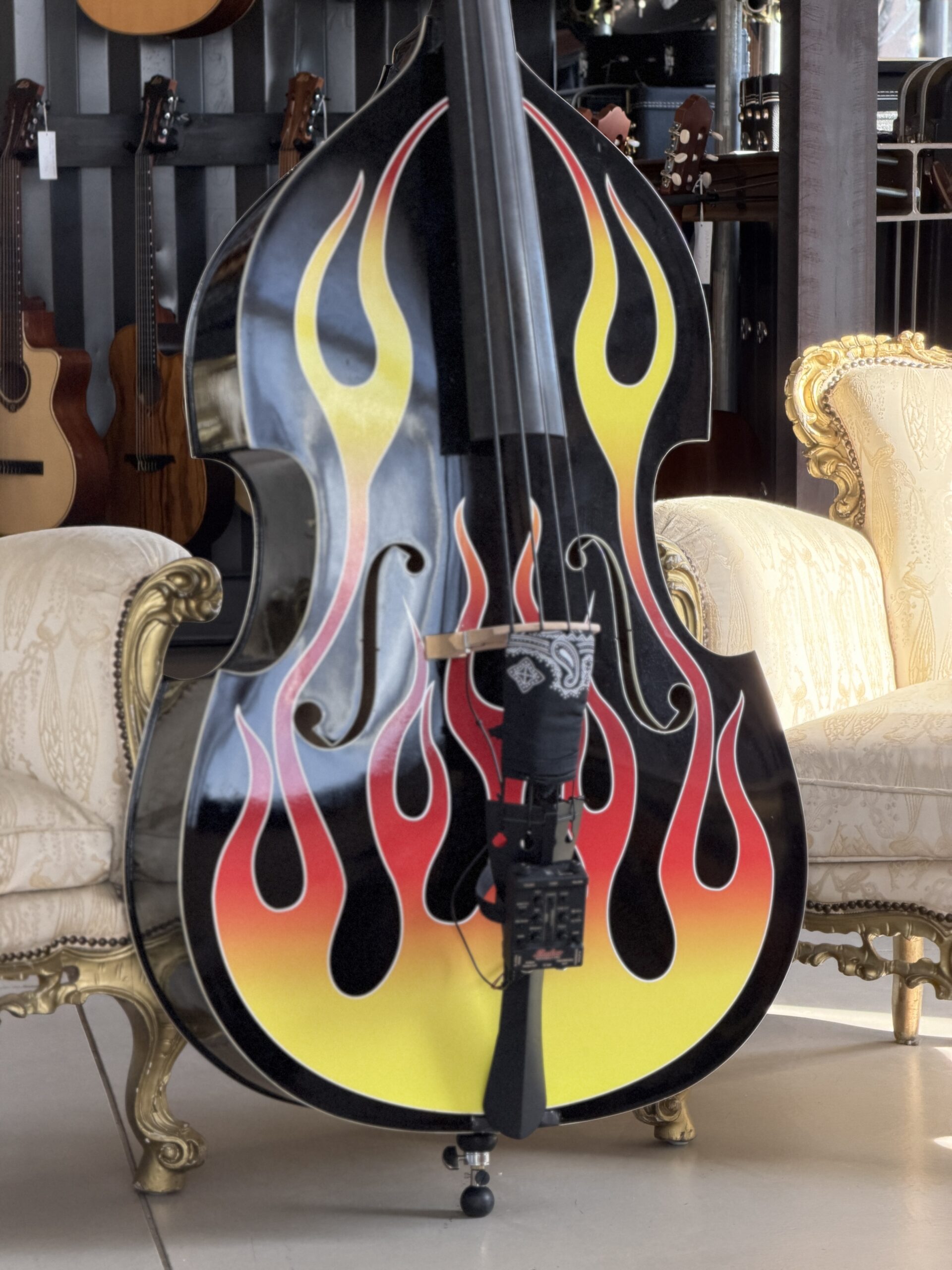Thomann Rockabilly Double Bass 3/4 Flames + Shadow SH RB-PRO Rockabilly System - immagine 2