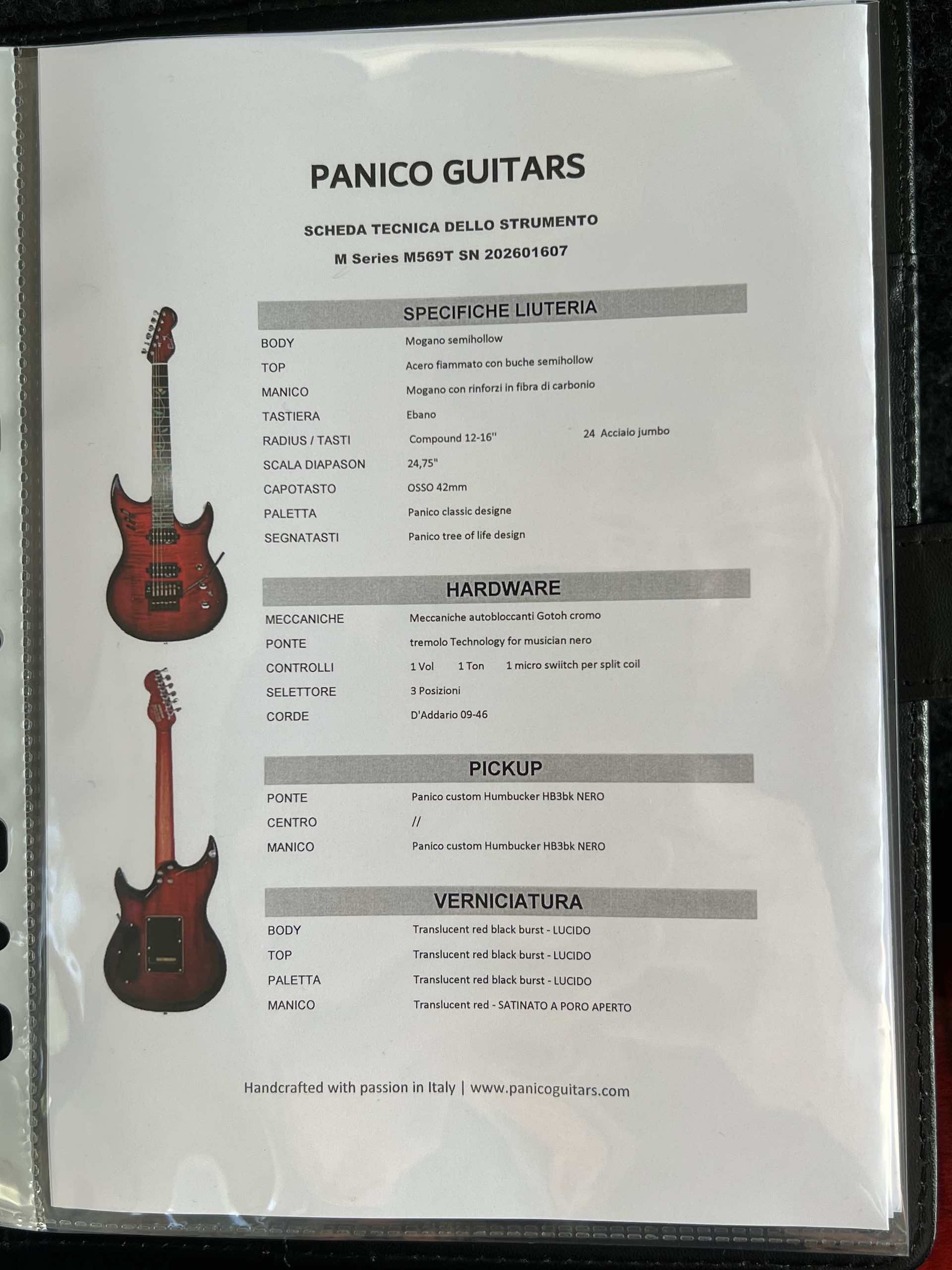 Panico Guitars M Series M569T - Translucent Red Black Burst - immagine 11